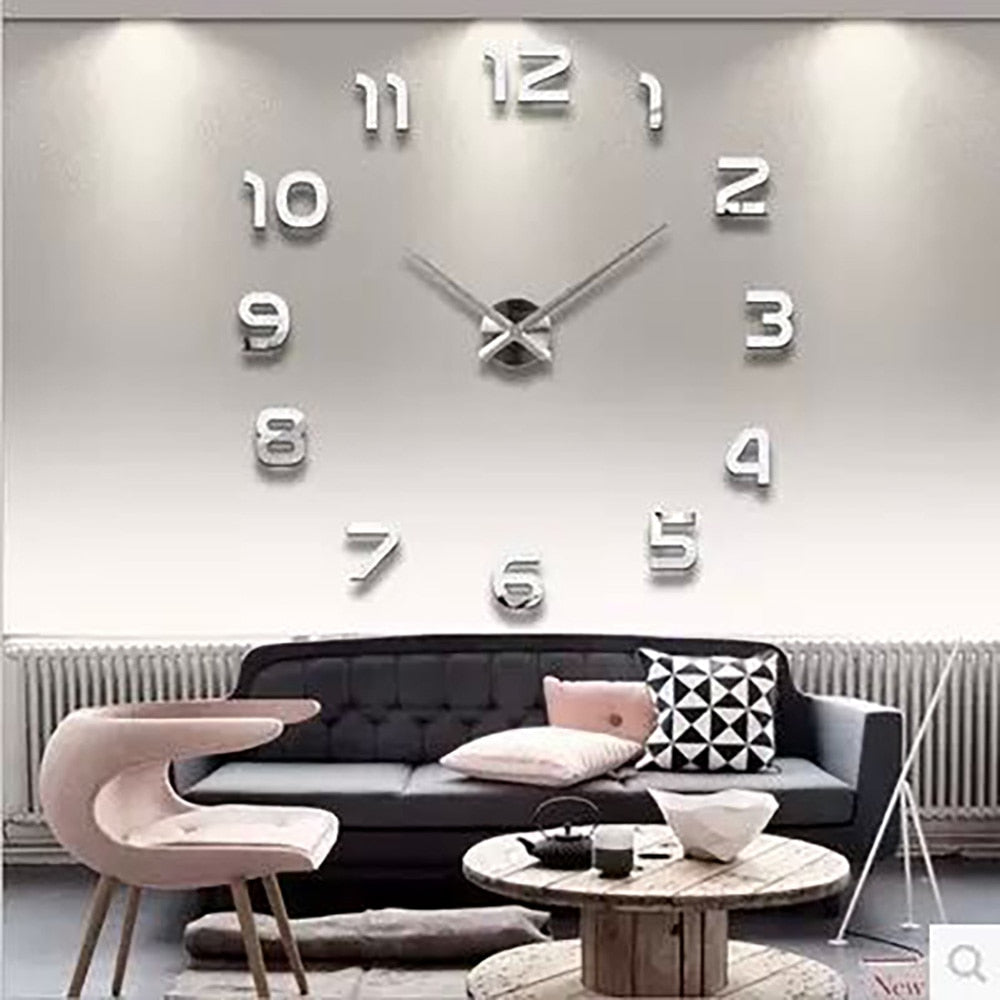 Reloj de Pared Grande Salón plata