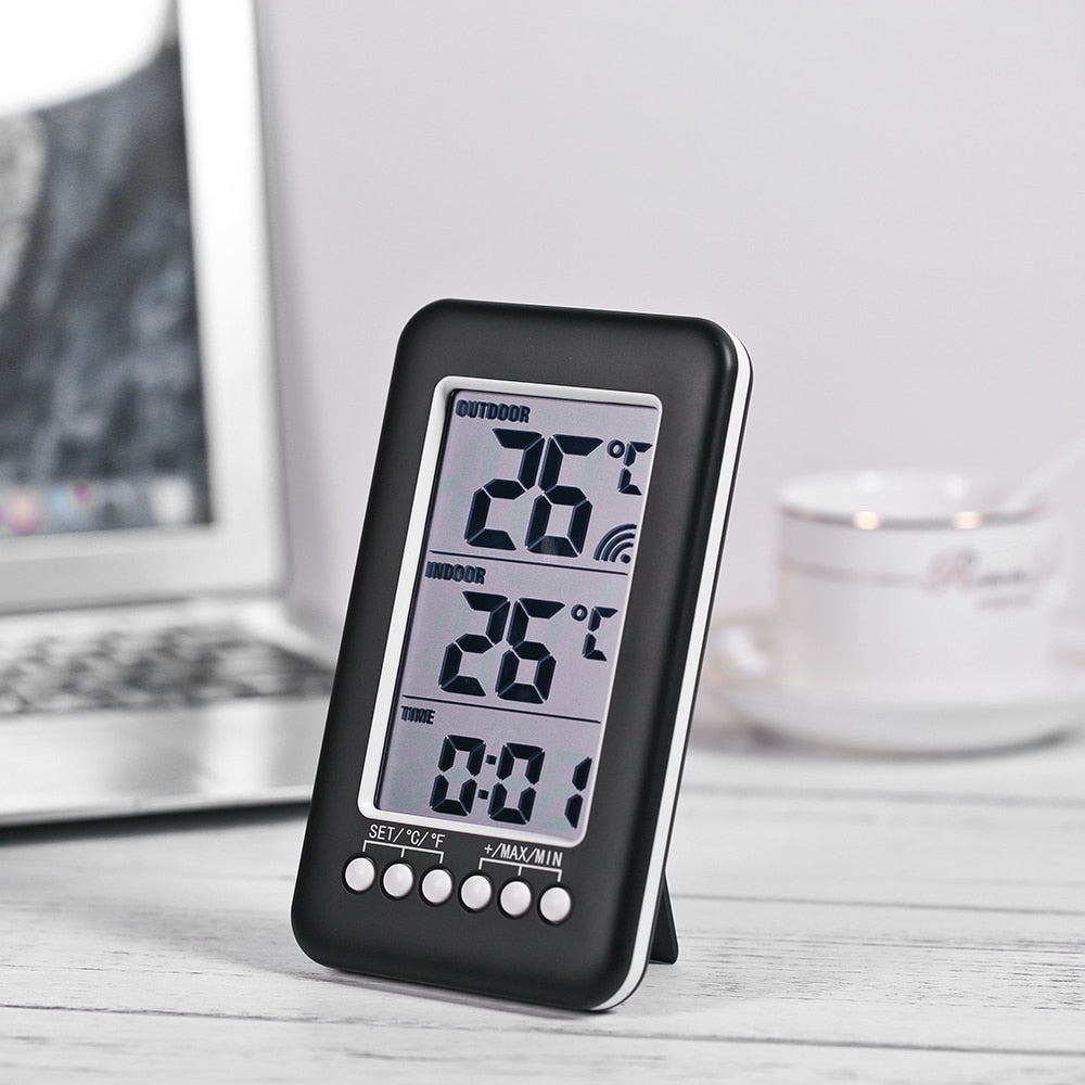Reloj de Pared Digital con Termómetro negro